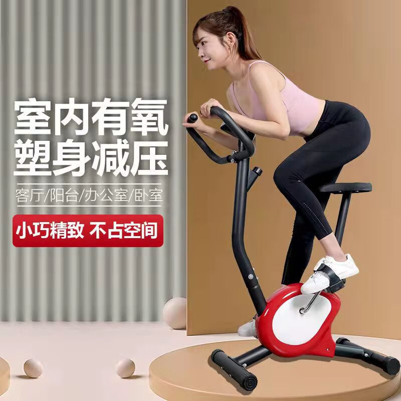 JIcan indoor exercise bike home webbing bicycle spinning exercise bike office bicycle red/cushion can be lifted