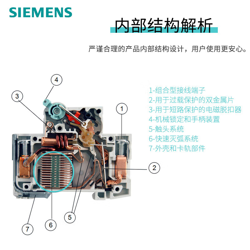 Siemens small circuit breaker 5SY6 5SY41P/2P/3P/4P/ 1A-16A-32A miniature air switch 1A Type C x 1P+N x 5SY4