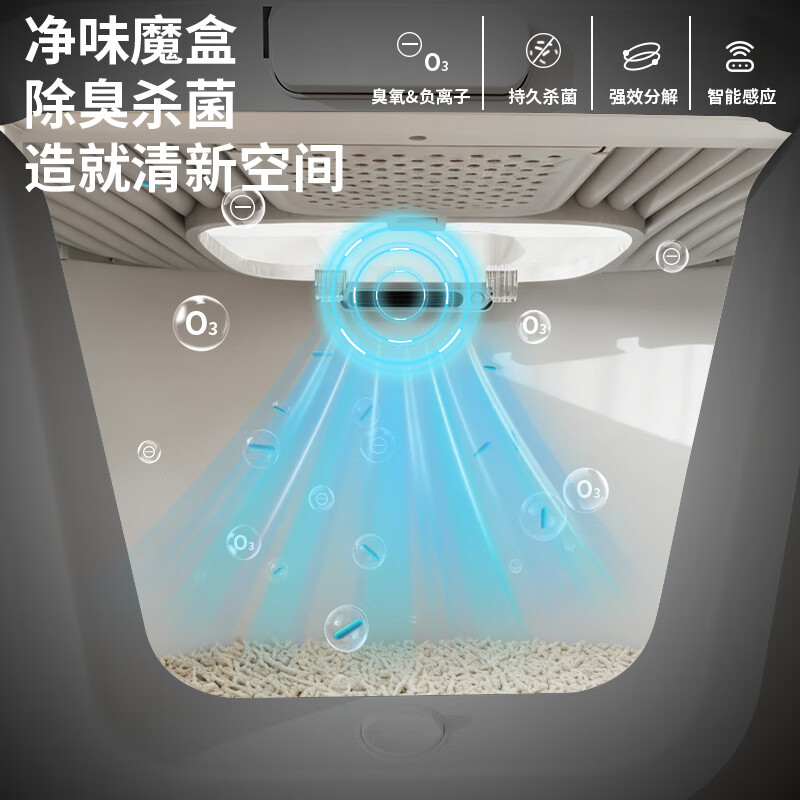 CURLY TAIL cat litter box, fully enclosed, extra large, top-in-one, flip-up cat litter box, anti-odor and splash-proof litter cat toilet supplies, creamy yellow Big Mac, cleans with one flush, antibacterial upgrade