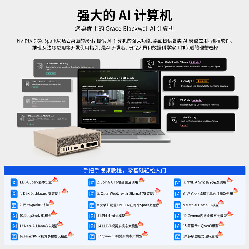 NVIDIA DGX Spark 4TB development kit computing system desktop high-efficiency AI computer workstation 128G development board NVIDIA high computing power development kit