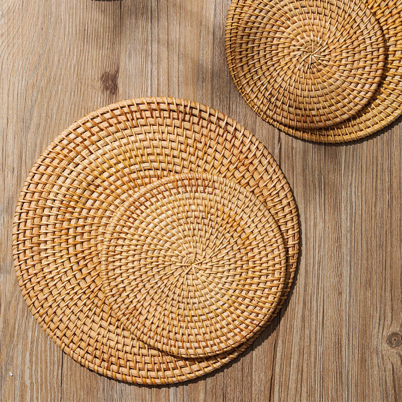 Muke handmade rattan insulation mat, home dining mat, plate and bowl mat, casserole mat, coaster, tea coaster, pot mat, anti-scalding table mat, rattan insulation mat 8cm single piece