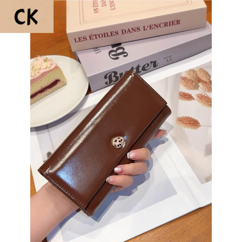 CHLING KAYAN Small ck women's bag ONISM STUDIO wallet women's long 2025 spring and summer new retro niche design mobile phone brown