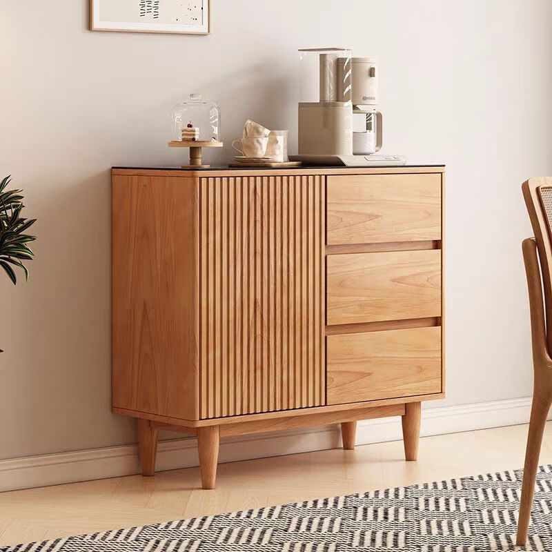 Suzhan solid wood sideboard solid wood cherry wood color modern coffee cabinet home living room integrated high cabinet storage wine cabinet dustproof 120-40-93