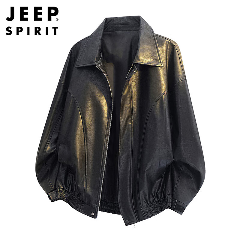 JEEP SPIRIT Jeep leather jacket men's motorcycle jacket men's autumn and winter high-end casual American fashion brand top clothes