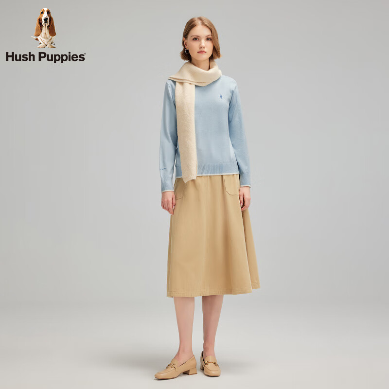 Hush Puppies Women's Classic Round Neck Stretch Long Sleeve Sweater