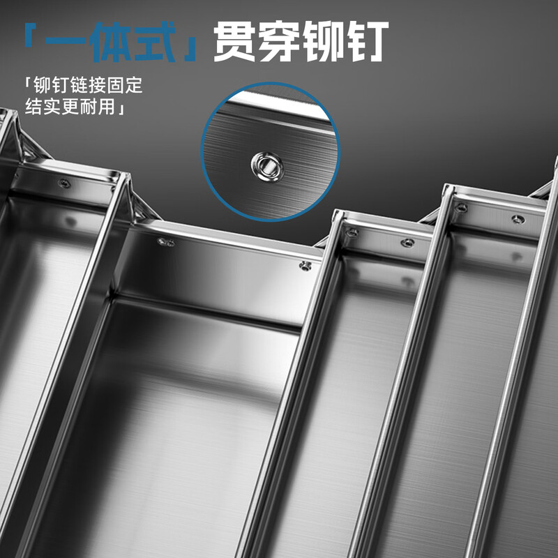 HYUNDAI stainless steel tool box folding household multi-functional hardware car iron double-layer industrial-grade storage box modern 410 stainless steel medium size-double layer three zones