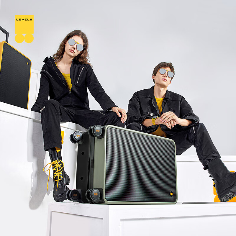 Horizon 8 (LEVEL8) luggage trolley password box boarding case 20 inches male and female students fashionable multi-faceted series suitcase green