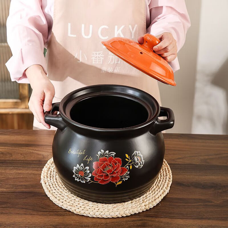 Vinoa casserole induction cooker special stew pot gas universal soup cooking household open flame dual-purpose high temperature resistant ceramic pot small casserole orange lid (general use for induction cooker open flame) 7500L