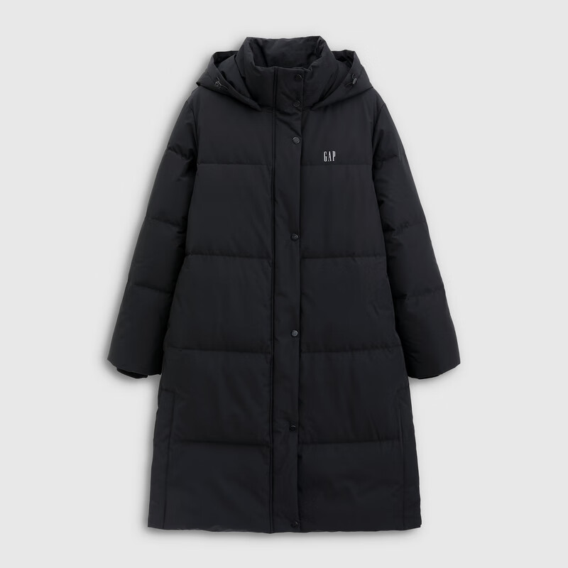 Gap Women's 2025 Autumn New Logo Windproof and Water-Repellent Stand Collar Loose Long Down Jacket 793742