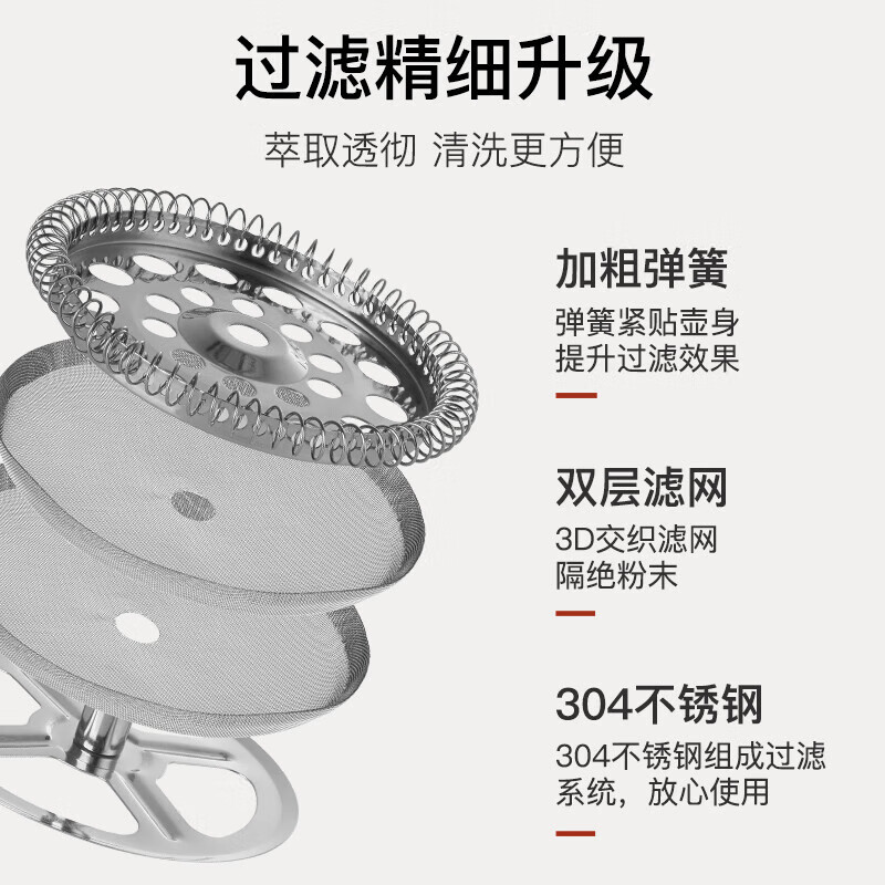 French press coffee pot hand brewing pot household French coffee machine filter glass teapot hand brewing cold brew pot black gray 600ml