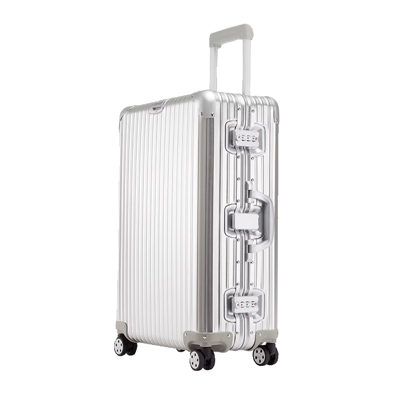 Diplomat all-aluminum magnesium alloy trolley case universal wheel silent men's and women's boarding case 20-inch combination lock travel suitcase titanium gold fashion style all-aluminum magnesium alloy material 30 inches scratch-resistant and wear-resistant material lifetime warranty