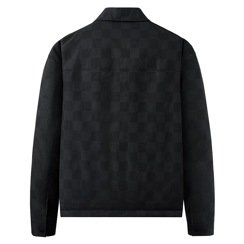 Dances with Wolves 90% Duck Down Checkerboard Jacquard Graphene Warm Men's Lapel Down Jacket 001 Black L