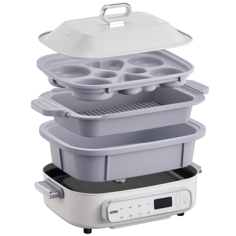 THERMOS multifunctional cooking pot household electric hot pot electric cooking pot shabu-shabu all-in-one 2025 new 4L split type anti-dry cooking automatic power off