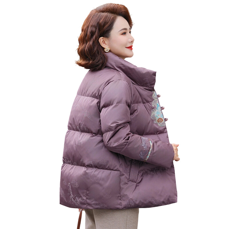 YAYA (YAYA) middle-aged mother down jacket women's 2025 new winter short stand-up collar middle-aged and small style jacket