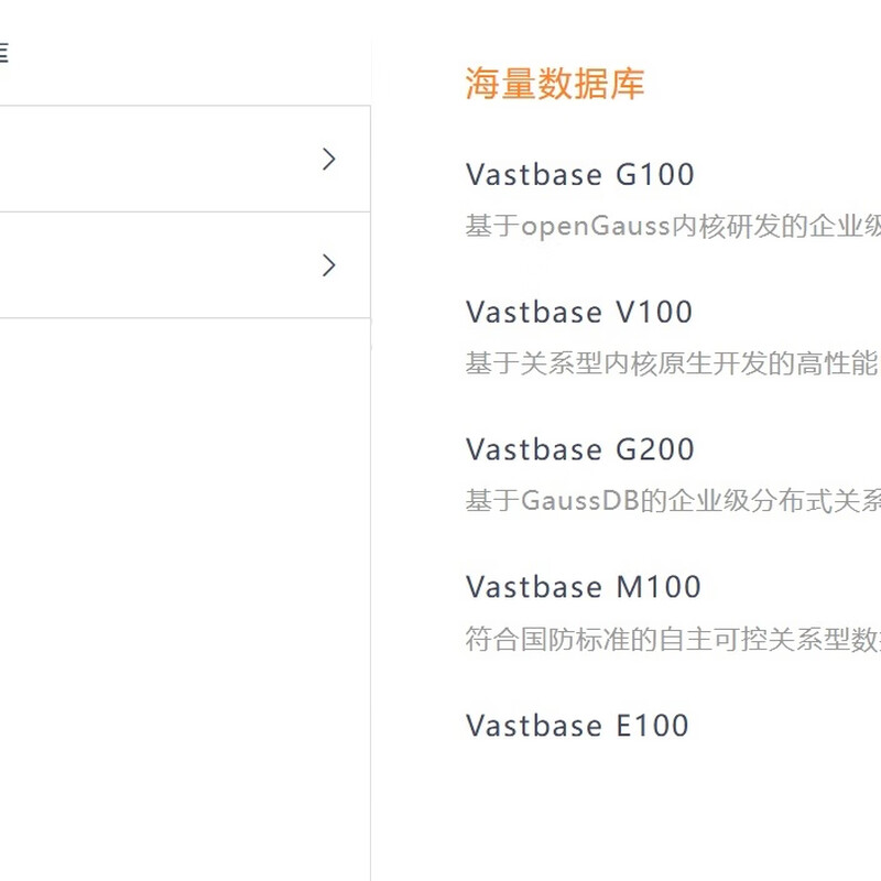 Massive Vastbase E100 database/Vastbase G100 database/Massive database M100