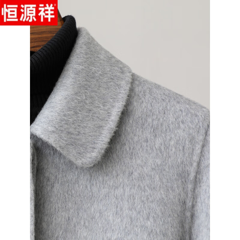 Hengyuanxiang high-end light gray double-sided cashmere coat women's mid-length 2025 autumn and winter new mother's wear loose woolen coat brown S 90-105 catties