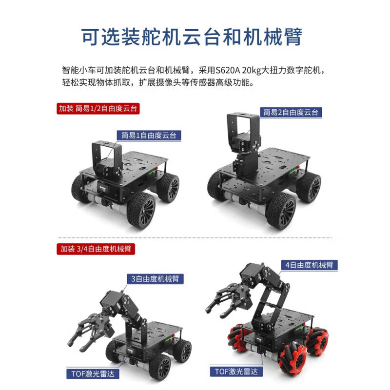 Lingle STM32 lidar smart car R5 four-wheel wheat wheel ultrasonic obstacle avoidance following infrared CCD tracking ROS R5 series four-wheel differential car (single layer does not include electronic control only chassis)