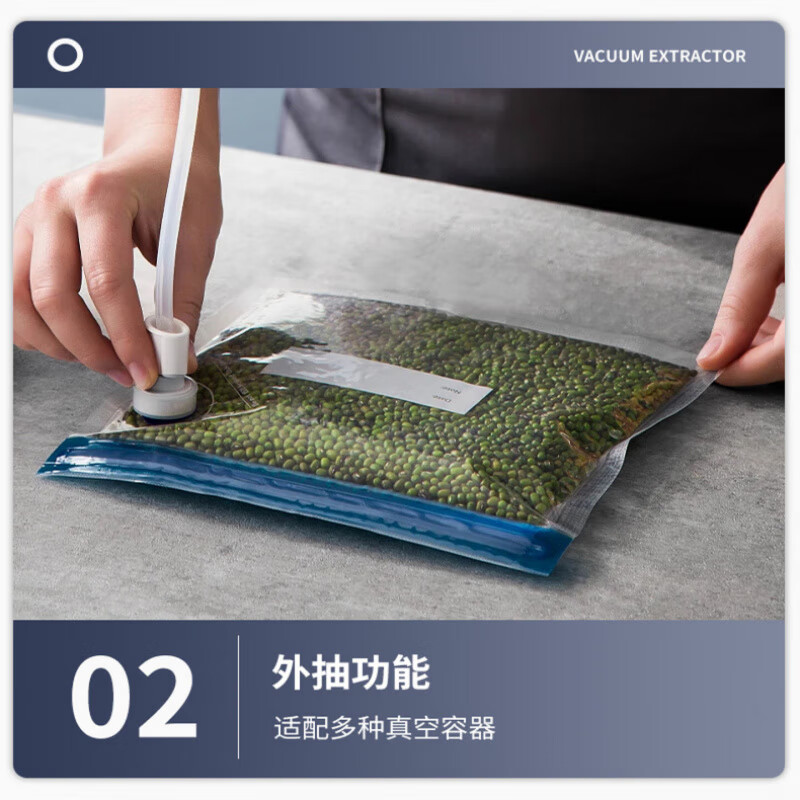 QCSK German vacuum sealing machine household commercial wet and dry fully automatic vacuum packaging machine high-power plastic sealing machine without bagging bacon sausage food antibacterial preservation machine deep space gray + 50 vacuum bags UV sterilization temperature control