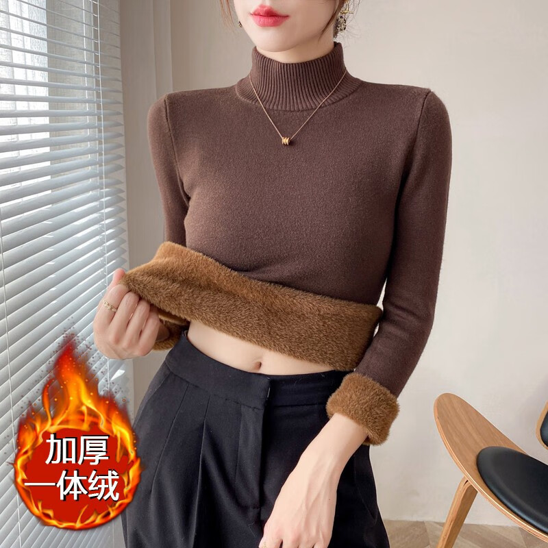 Fengxiao 2025 winter new style thickened one-piece velvet inner wear women's fashionable temperament tops foreign style warm slim bottoming shirt