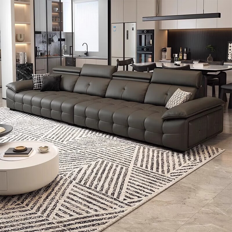Sanskrit Guangdong Foshan Lawrence Leather Sofa Living Room Straight Size Adjustable Italian Light Luxury Latex Sofa