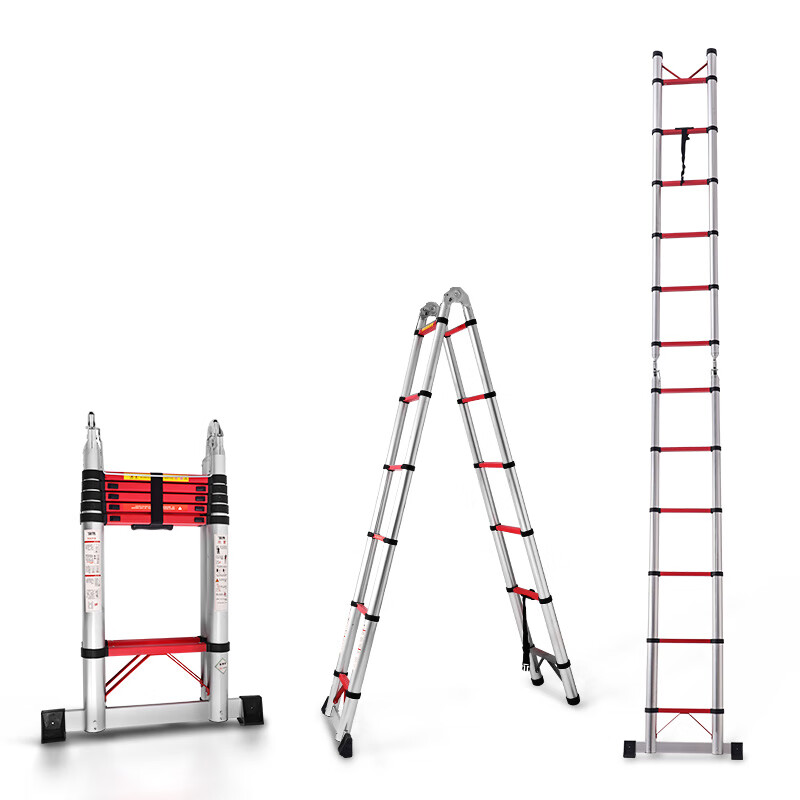 Huixiang Jingdong Industrial Private Brand Telescopic Ladder Herringbone Ladder Aluminum Alloy Thickened Folding Ladder Engineering Staircase Multifunctional Ladder 2.5m Straight Ladder 5m German Standard Upgraded Thickening