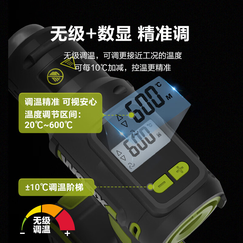 Vickers lithium electric hot air gun WU040.9 bare metal industrial portable hot air machine small digital display temperature adjustment baking gun film