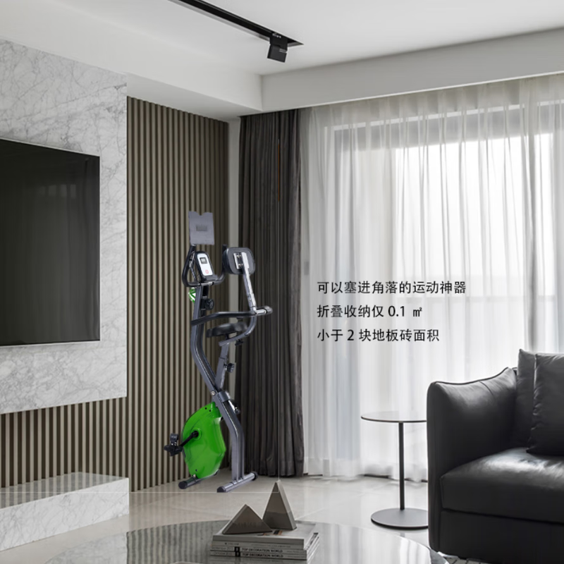 Dynamic bicycle Hongyuan folding home indoor silent magnetic control weight loss exercise bike bicycle training equipment gray green