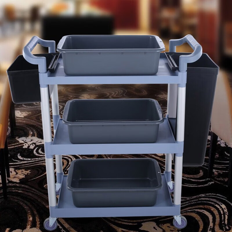 Venus food collection cart three-story commercial bowl collection cart kitchen multi-functional food delivery cart hot pot cart side dish cart large gray