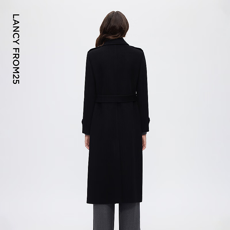 Langzi wool retro lapel wide woolen coat elegant woolen coat