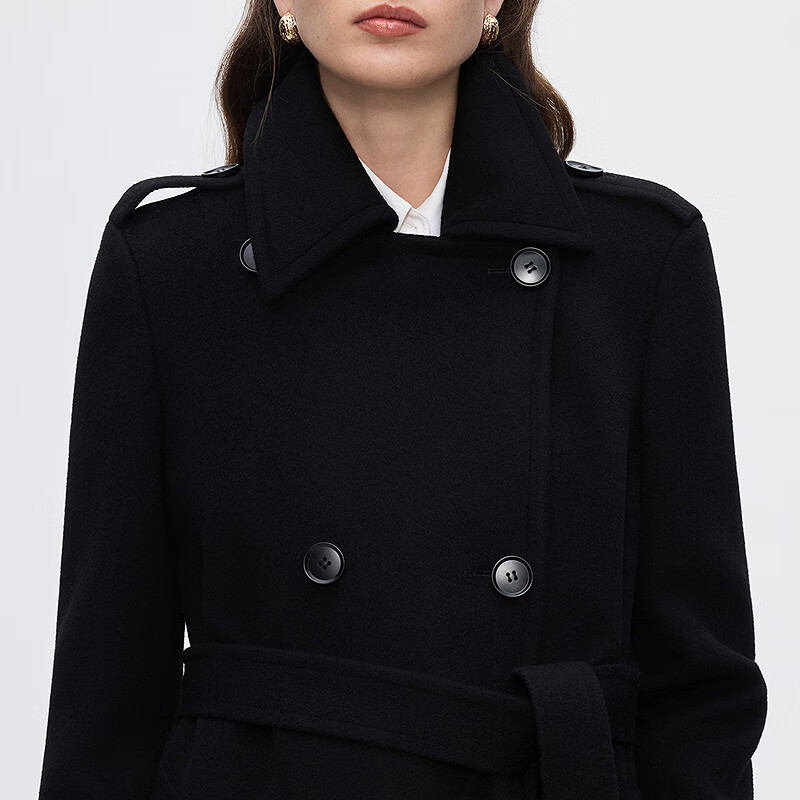 Langzi wool retro lapel wide woolen coat elegant woolen coat