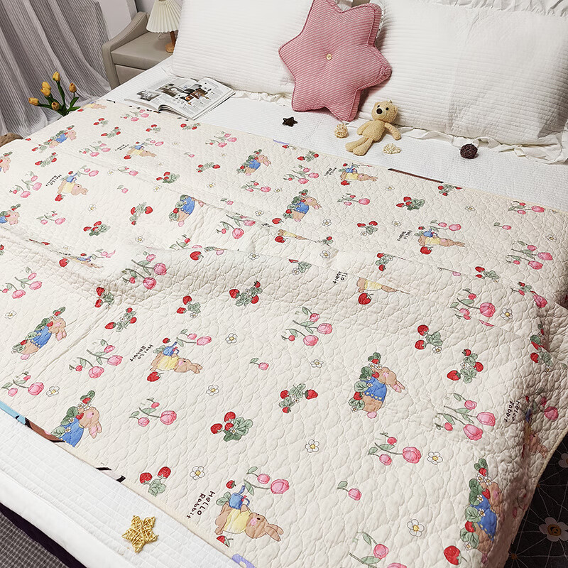 RSRDDY double-sided pure cotton bed cover quilted tatami non-slip non-slip bed sheet pure cotton quilted mattress kang cover universal for all seasons gray small grid double-sided pure cotton high-temperature washing process 200X220CM single piece