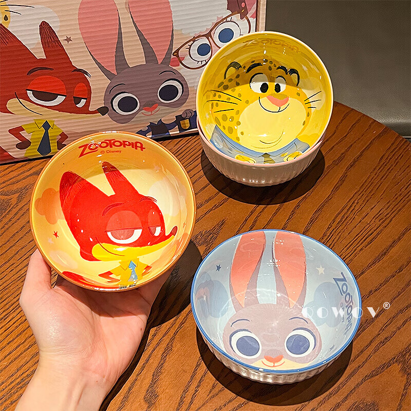 Zootopia Judy Nick underglaze color tableware bowl for home use 2025 new high-looking birthday gift box Zootopia ceramic bowl set Genuinely authorized