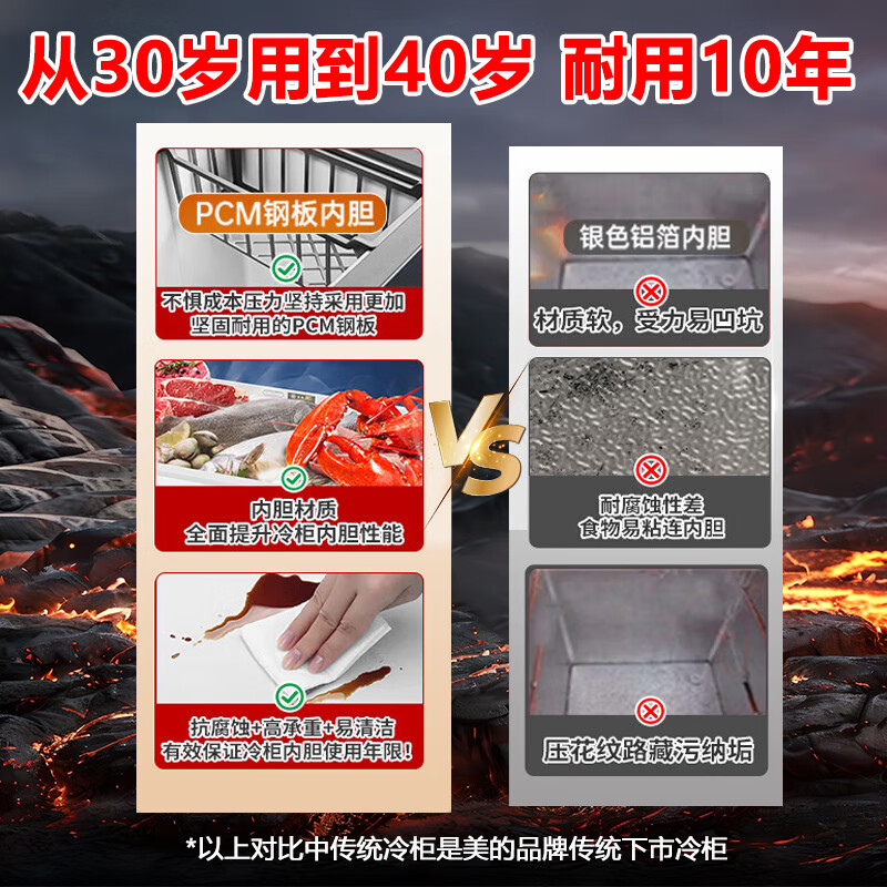 Midea small steel cannon 200 liter inverter freezer household - 40 degrees ultra-low temperature without frequent defrosting, energy saving freezer refrigerated / frozen BD / BC-200PMR small refrigerator