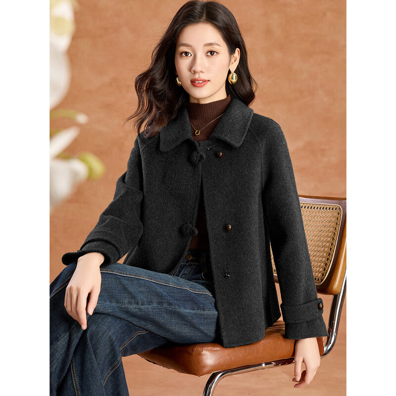 Kebel high-end national style wool short coat 2025 autumn and winter new style slim and versatile double-sided woolen coat L