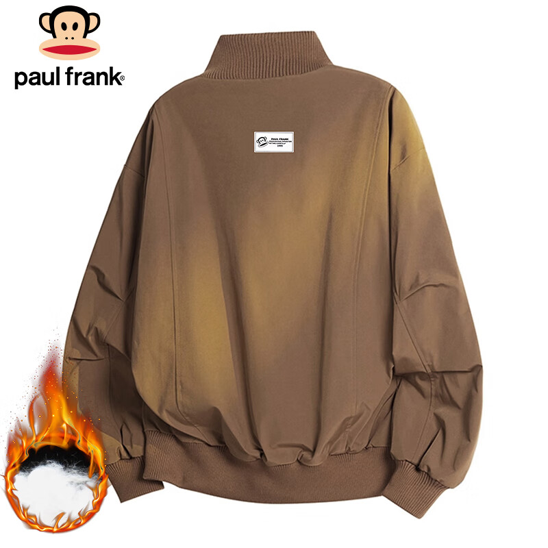 Paul Frank Jacket Men's Autumn and Winter American Flight Jacket Men's Trendy Brand Loose Baseball Jacket Coffee and Cotton XL