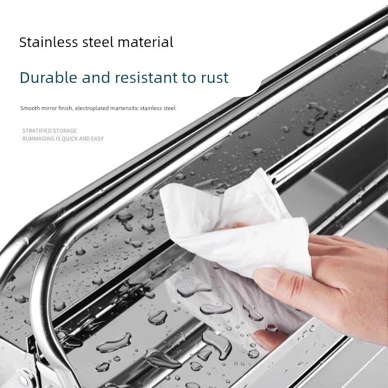 Xiaocai imported ultra-thick stainless steel tool box from Germany, three-layer folding industrial vehicle-mounted portable metal storage box, 17-inch double-layer stainless steel flip-up box