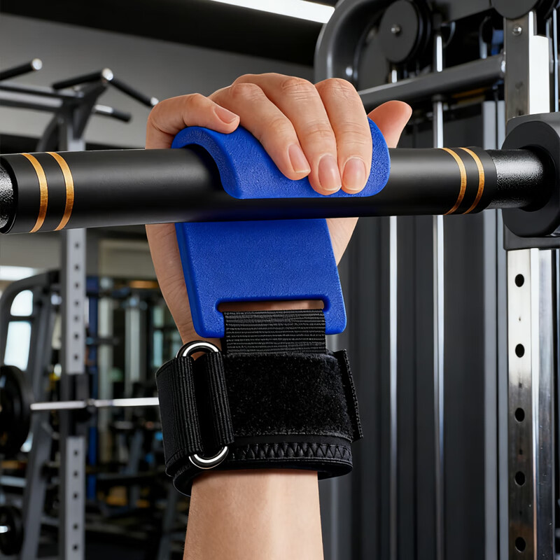 Chaos Pull-up Assist Hook Wristband Fitness Hanging Horizontal Bar Anti-hand-off Assistance Middle-aged and Elderly Lumbar Traction Stretch Hook Upgraded Steel Plate Style Pair Set Smooth Assistance Blue