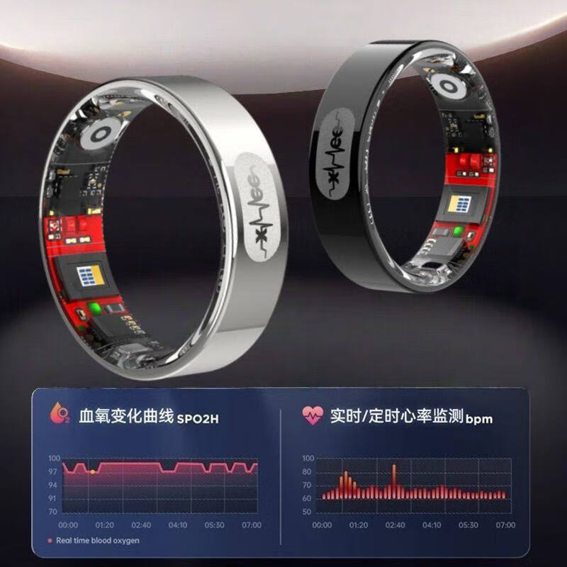 Xieli uric acid blood lipid smart nano ceramic high-precision non-invasive blood sugar measurement ring blood pressure heart rate exercise sleep ring Silver L01 uric acid blood lipid blood sugar blood pressure upgraded version No. 13 finger circumference 70MM