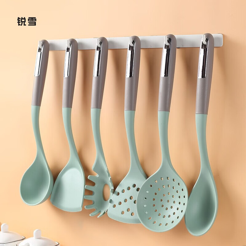 Yong Huan German imported quality food grade high temperature resistant non-stick pot silicone spatula household cooking spatula kitchen spoon leakage green model thick handle spatula