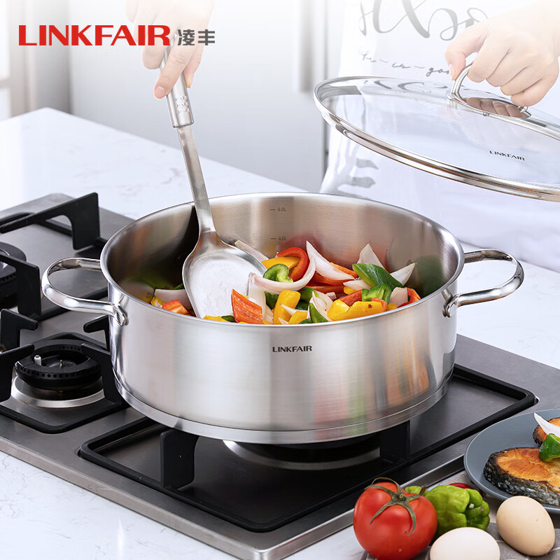 Lingfeng (LINKFAIR) 304 stainless steel hot pot uncoated hot pot basin Gangjue series induction cooker gas stove universal 26cm
