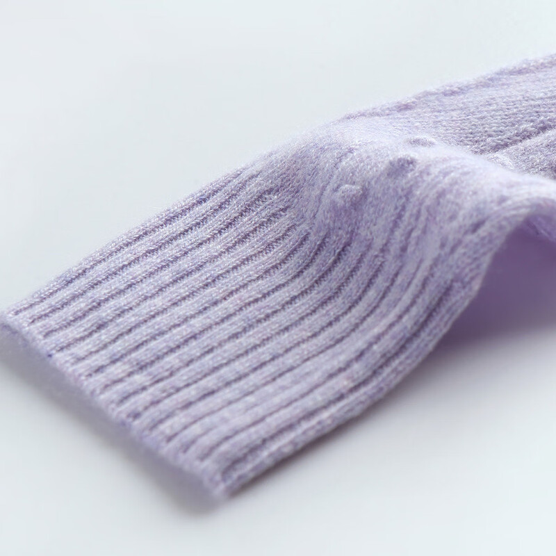 PALUOPO 100% Cashmere Autumn and Winter Hollow Cable Design Lady's Loose Temperament Knitted Cashmere Sweater for Women Light Purple Flower XL 110