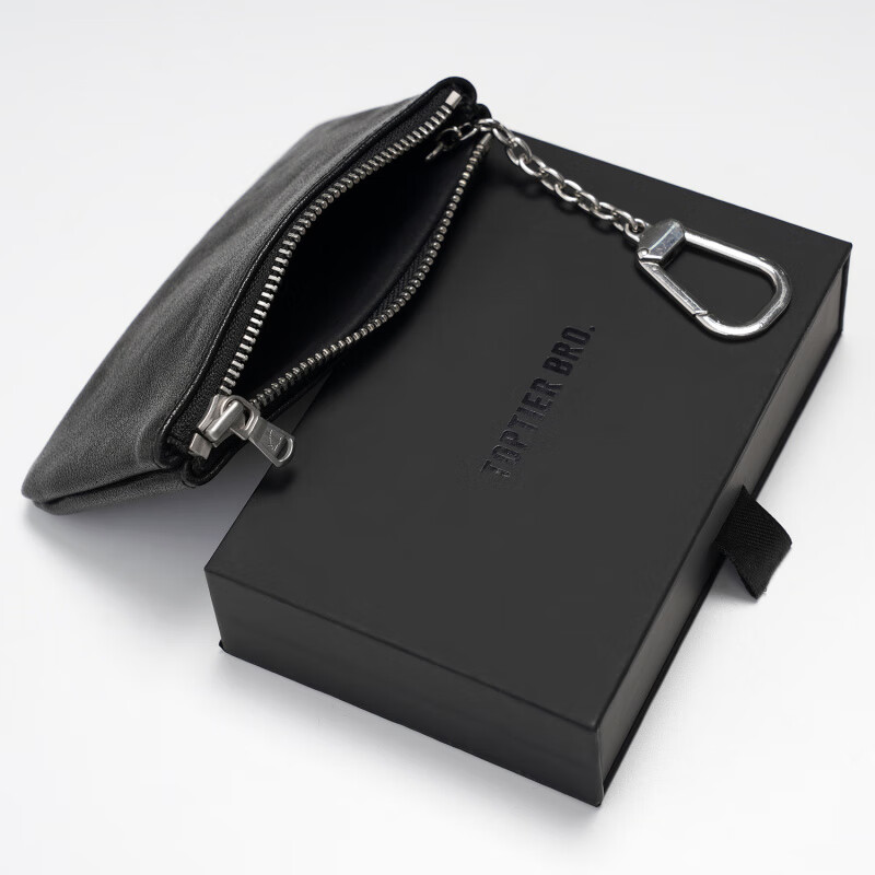 TOPTIER BRO 25SS genuine cowhide card holder mini portable keychain pendant bag coin purse storage bag black ___ in stock