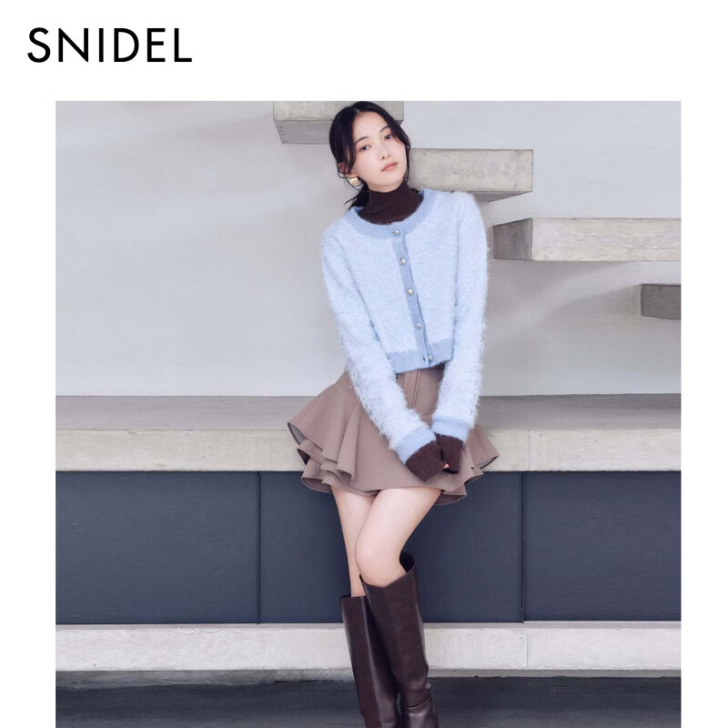 SNIDEL2025 autumn and winter new product simple half turtleneck holed back solid color knitted bottoming shirt SWNT255057 pink one size (F)