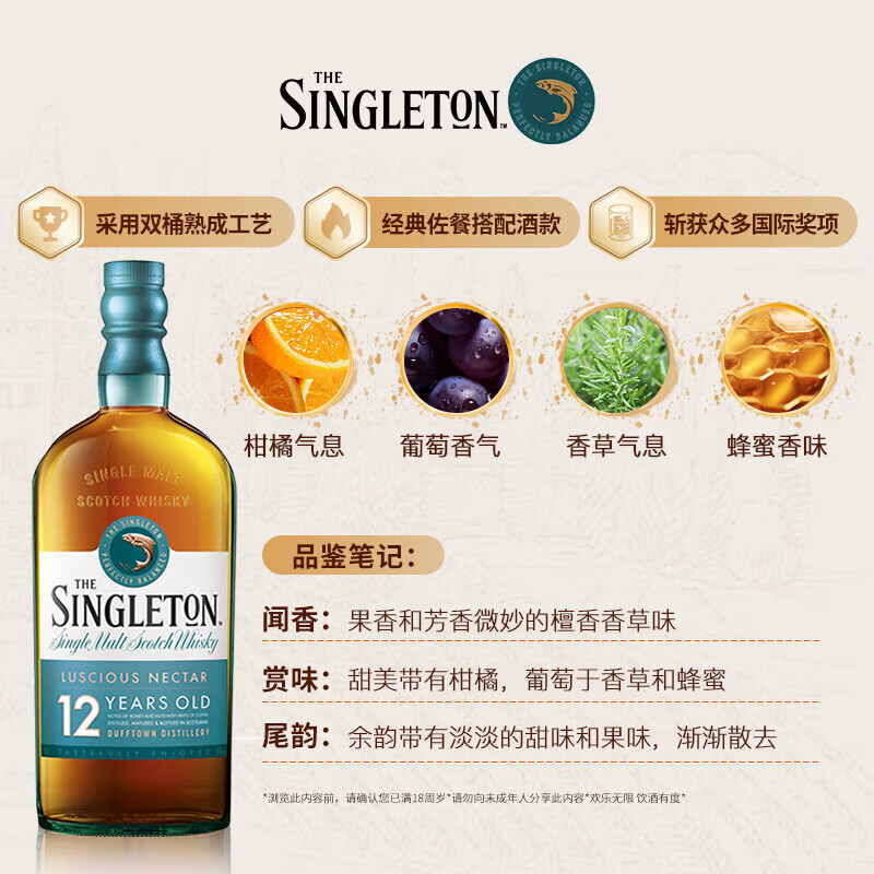 Singleton Dufftown 12 Years Old Single Malt Whiskey 700ml 40% Double Glass Set