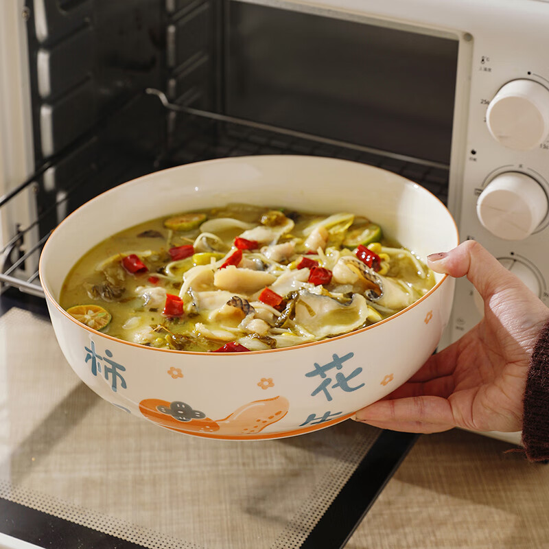 Sheli Chinese-style blessing bowl large bowl 10-inch sea bowl beautiful snail powder hairy blood soup bowl soup basin pickled cabbage fish basin