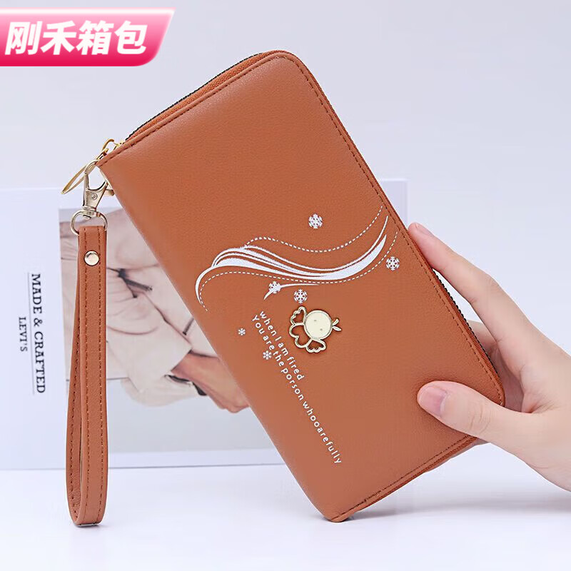 Ye Yu's new wallet for women, long, simple and fashionable zipper bag that can hold mobile phone, clutch bag, mother bag, large capacity wallet, Liuhua Wallet - Lotus Purple