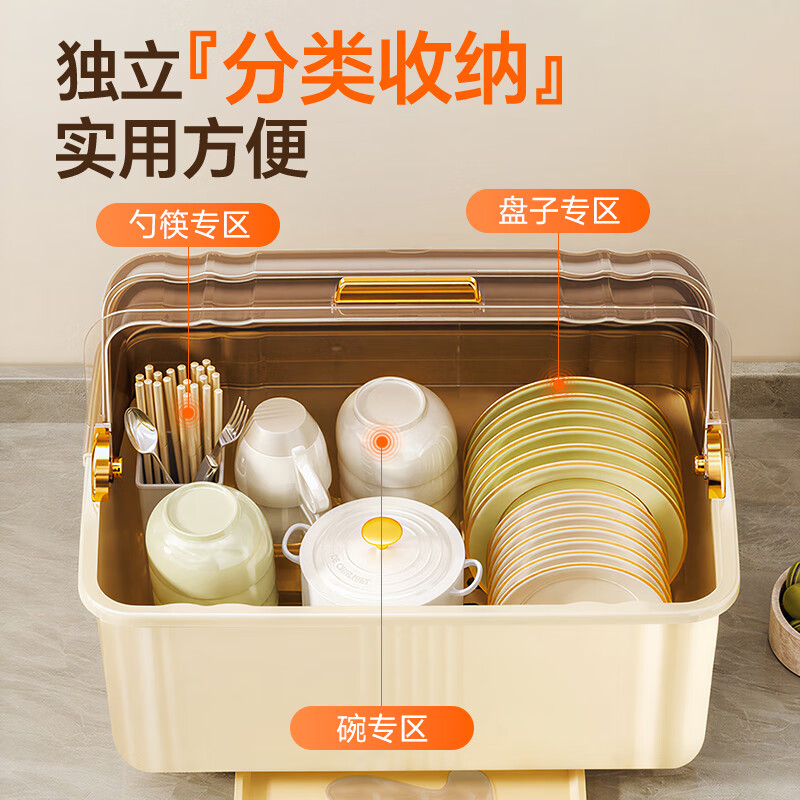 Jingyan dish storage box drain bowl rack dish storage rack kitchen cupboard with cover dish storage rack countertop placement