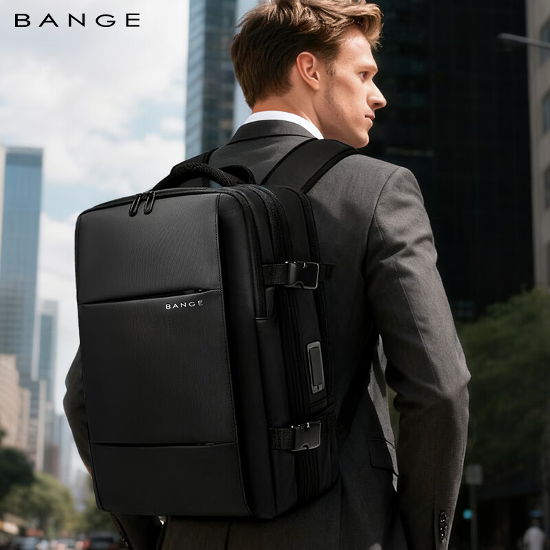 Bange airback one-click automatic vacuum compression backpack large capacity travel men's computer bag 3028-1 black