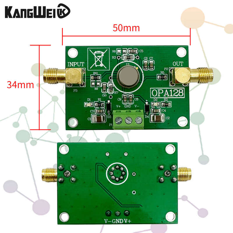Electrometer charge amplifier OPA128 low bias low offset high impedance PZT PVDF amplified acceleration non-inverting amplifier 2 times