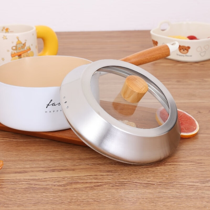 ZWILLING German quality snow flat pot lid, wok stew pot lid, thickened 16cm 18 milk pot small pot lid tempered glass lid 16CM with solid wood anti-scald handle_Please measure the inner diameter of the pot mouth